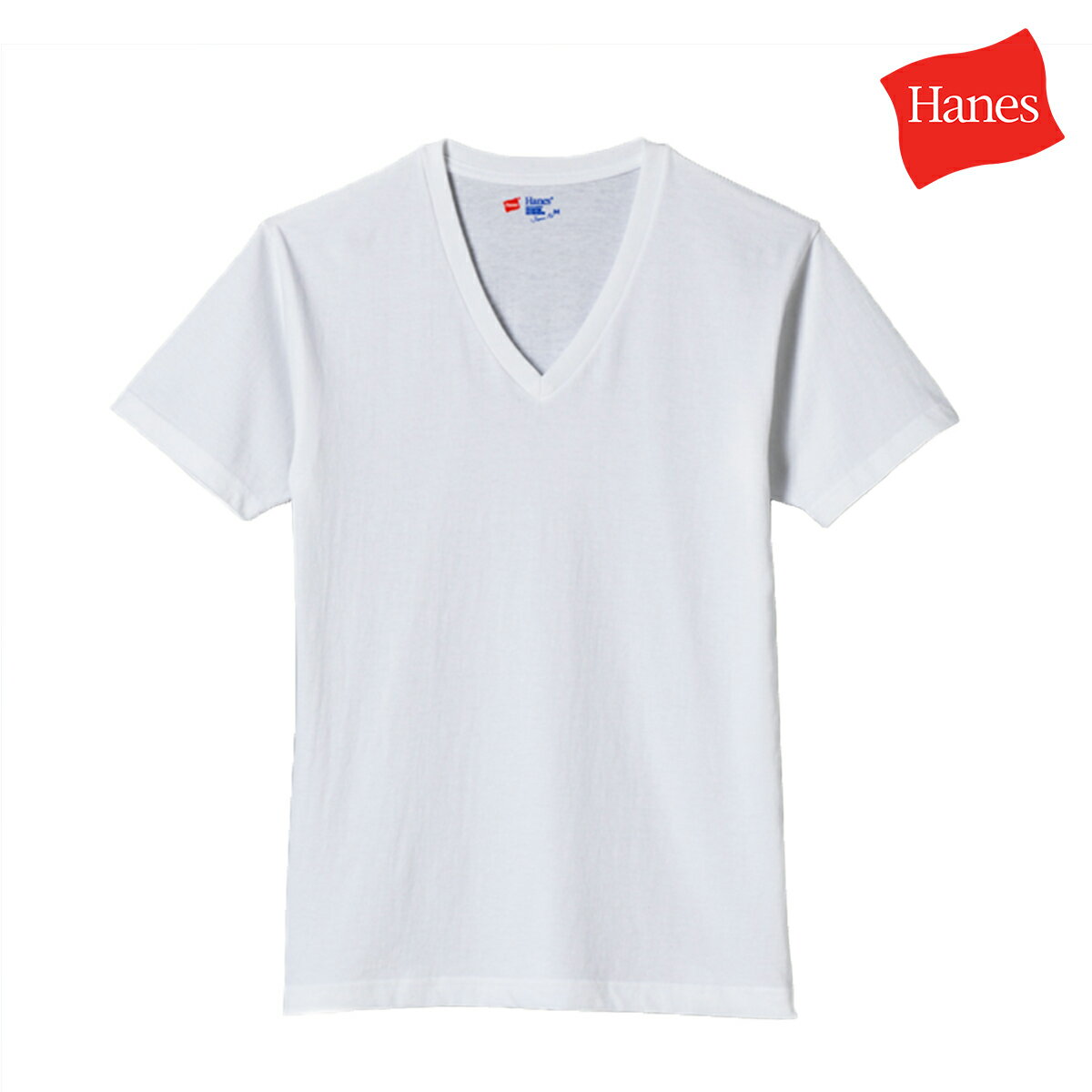 Hanes H5215 ヘインズ Tシャツ ジャパンフィット Vネック メンズ 半袖 2枚組 ブルーパック ホワイト
