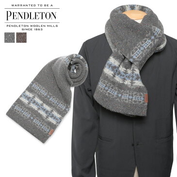 PENDLETON KNIT MUFFLER ペンドルトン マフラー メンズ レディース 大判 ウール グレー ブラウン GS766