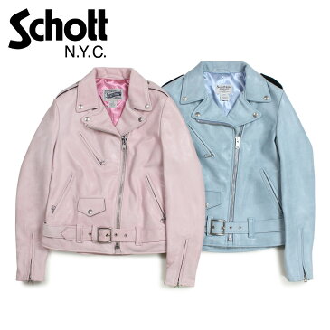 Schott WOMEN HEAVY METAL GIRL BOYFRIEND CUT MOTO JACKET ショット ジャケット ライダースジャケット ライダースジャケット レザージャケット レディース ブルー ピンク 633W