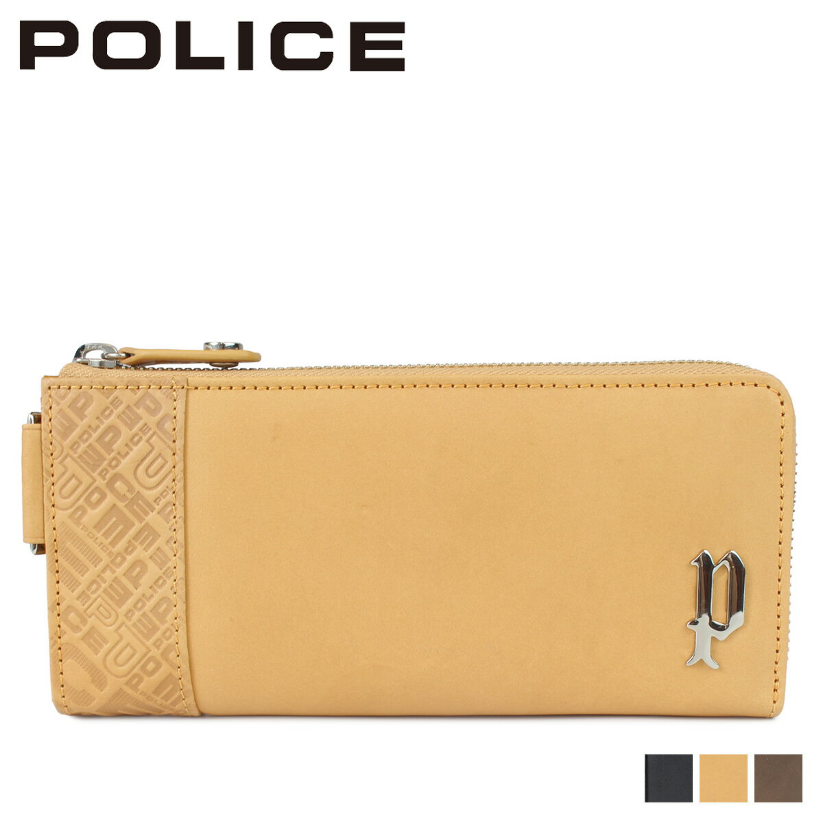 【最大1000円OFFクーポン】 POLICE CIRCUIT LONG WALLET ポリス 財布 長財布 メンズ L字ファスナー レザー ブラック グレー キャメル 黒 PA-6103