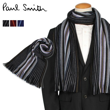 Paul Smith MULTI STRIPE MUFFLER ポールスミス マフラー メンズ ストライプ ブラック ワインレッド ブルー 黒 M1A-809E-AS10