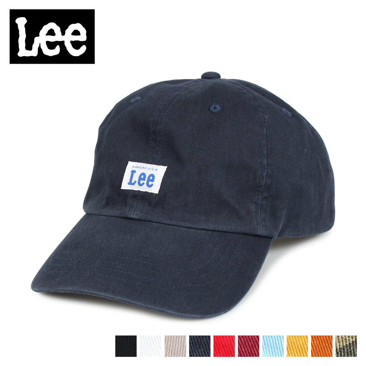 Lee GS TWILL LOW CAP リー キャップ 帽子 ローキャップ メンズ レディース ブラック ホワイト グレー ネイビー レッド ダークレッド ブルー イエロー オレンジ カモ 黒 白 100-176303