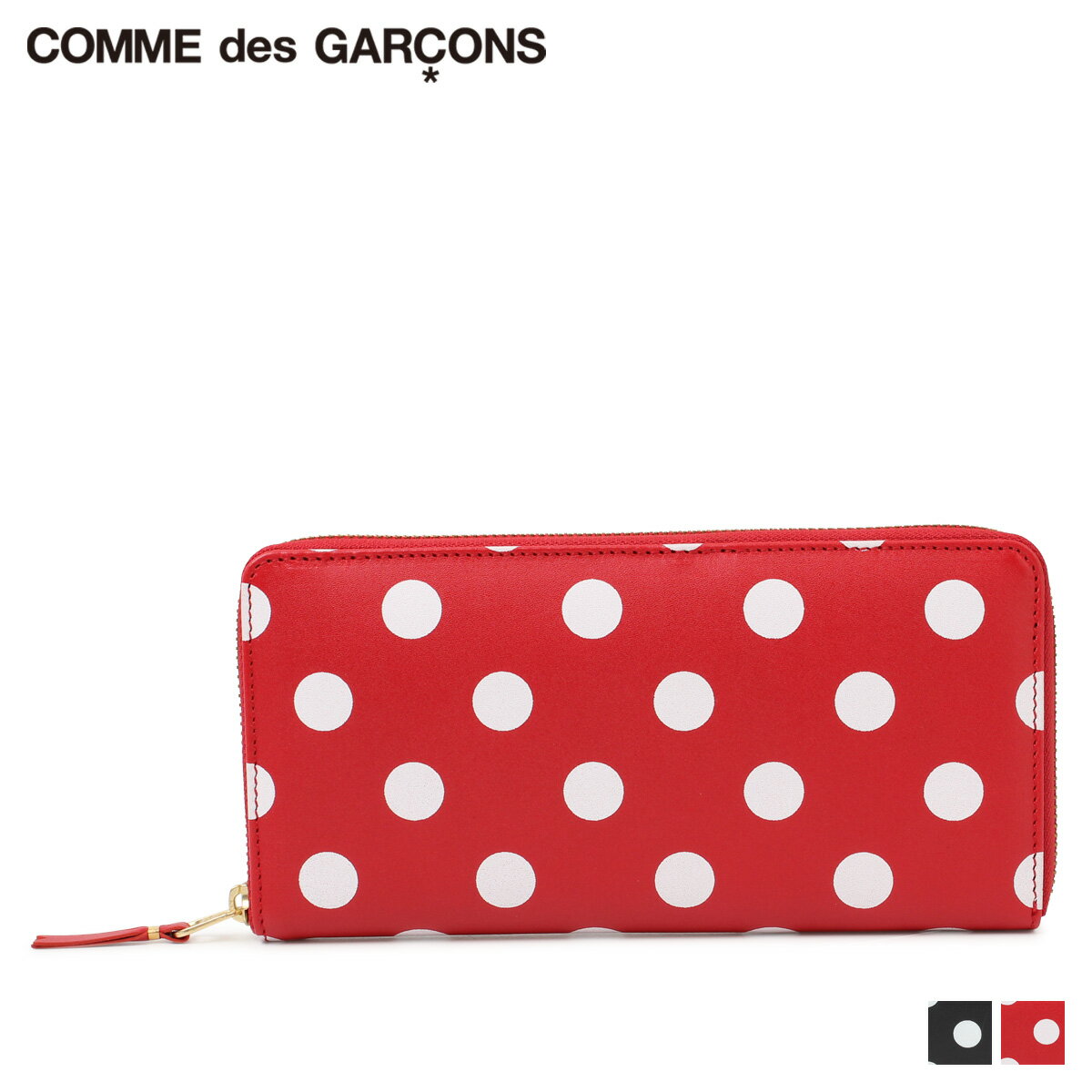 【最大1000円OFFクーポン】 COMME des GARCONS POLKA DOTS PRINTED コムデギャルソン 財布 長財布 メンズ レディース ラウンドファスナー ポルカドットプリント ブラック レッド 黒 SA0110FL