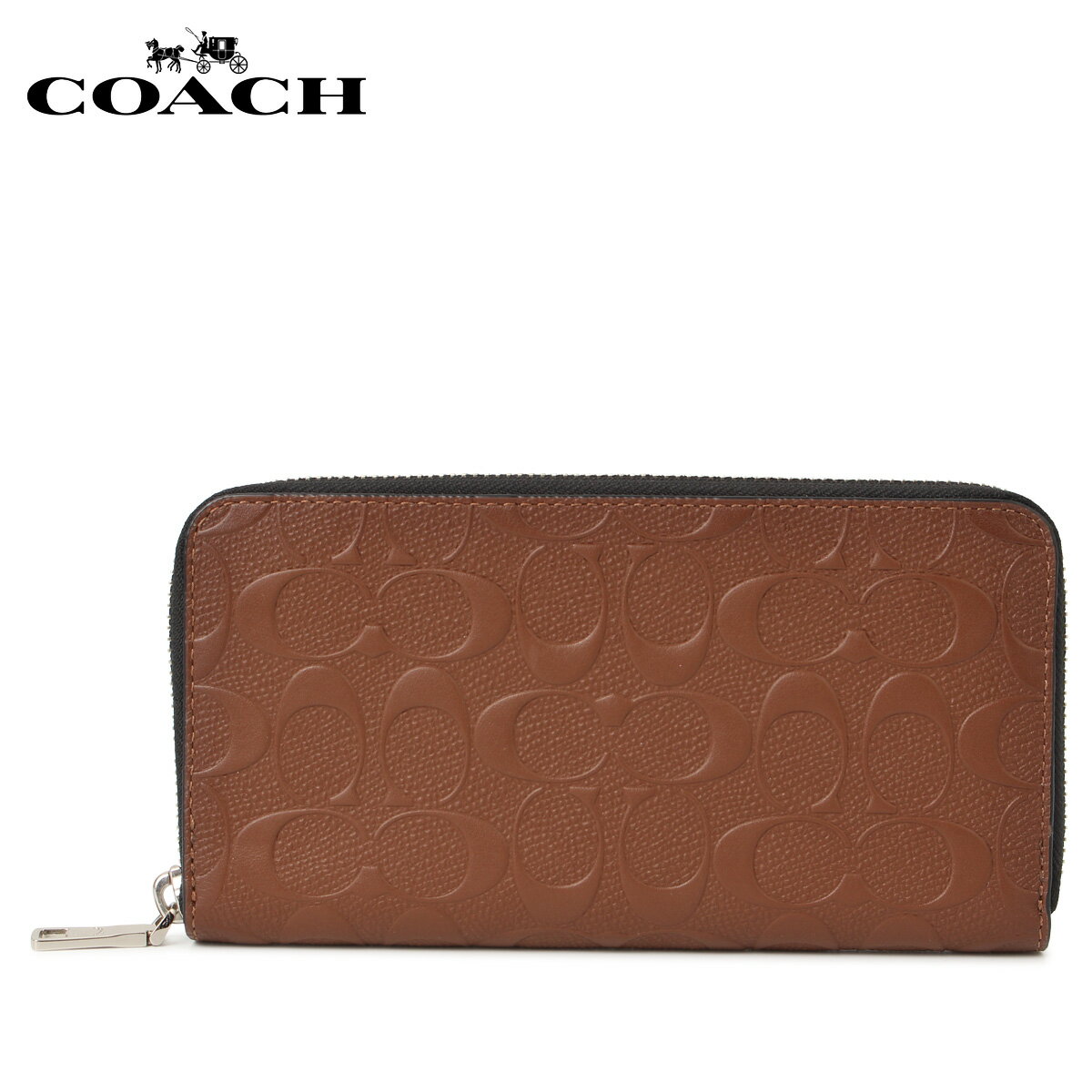 COACH F24667-SAD コーチ 財布 長財布 メンズ ラウンドファスナー シグネチャー ブラウン