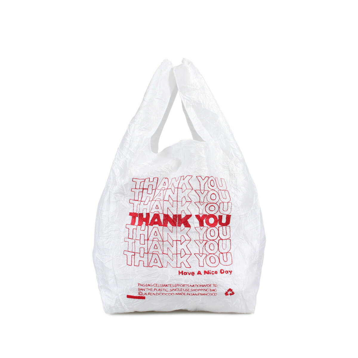 THANK YOU TOTE BAG エコバッグ トートバッグ ショッピング レジ レディース メンズ 折りたたみ コンパクト ナイロン ブラック ホワイト 黒 白