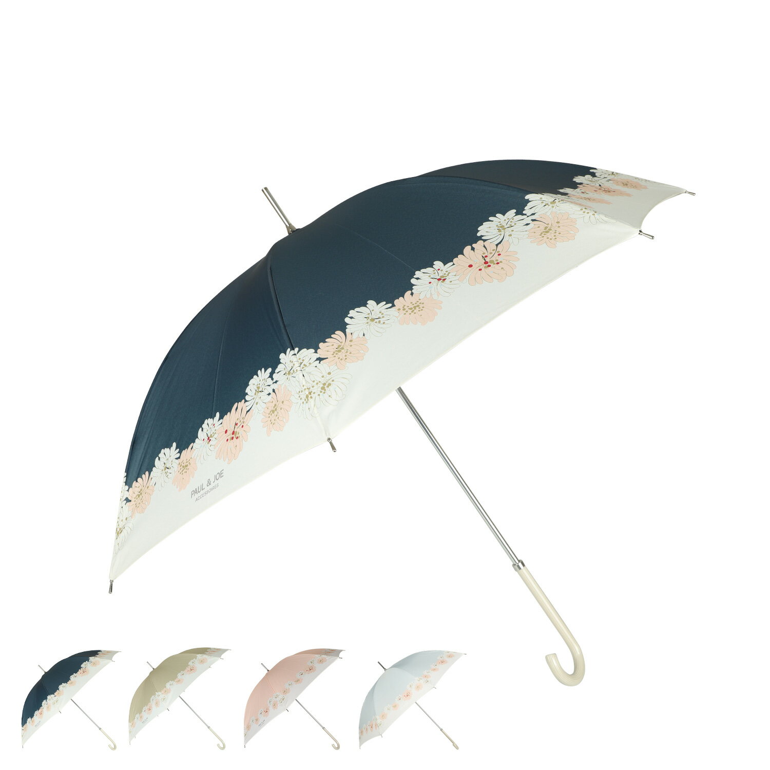PAUL & JOE ポールアンドジョー 長傘 レディース 晴雨兼用 軽量 UVカット ネイビー ベージュ オレンジ グレー 21-113-10172-00のサムネイル