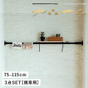 DRAW A LINE ドローアライン つっぱり棒 シェルフ マグネット 3点セット 突っ張り棒 伸縮棒 ものほし竿 収納棚 ラック 壁 引っかけ 穴開けない 木製 磁石 3個セット WALL SHELF SET