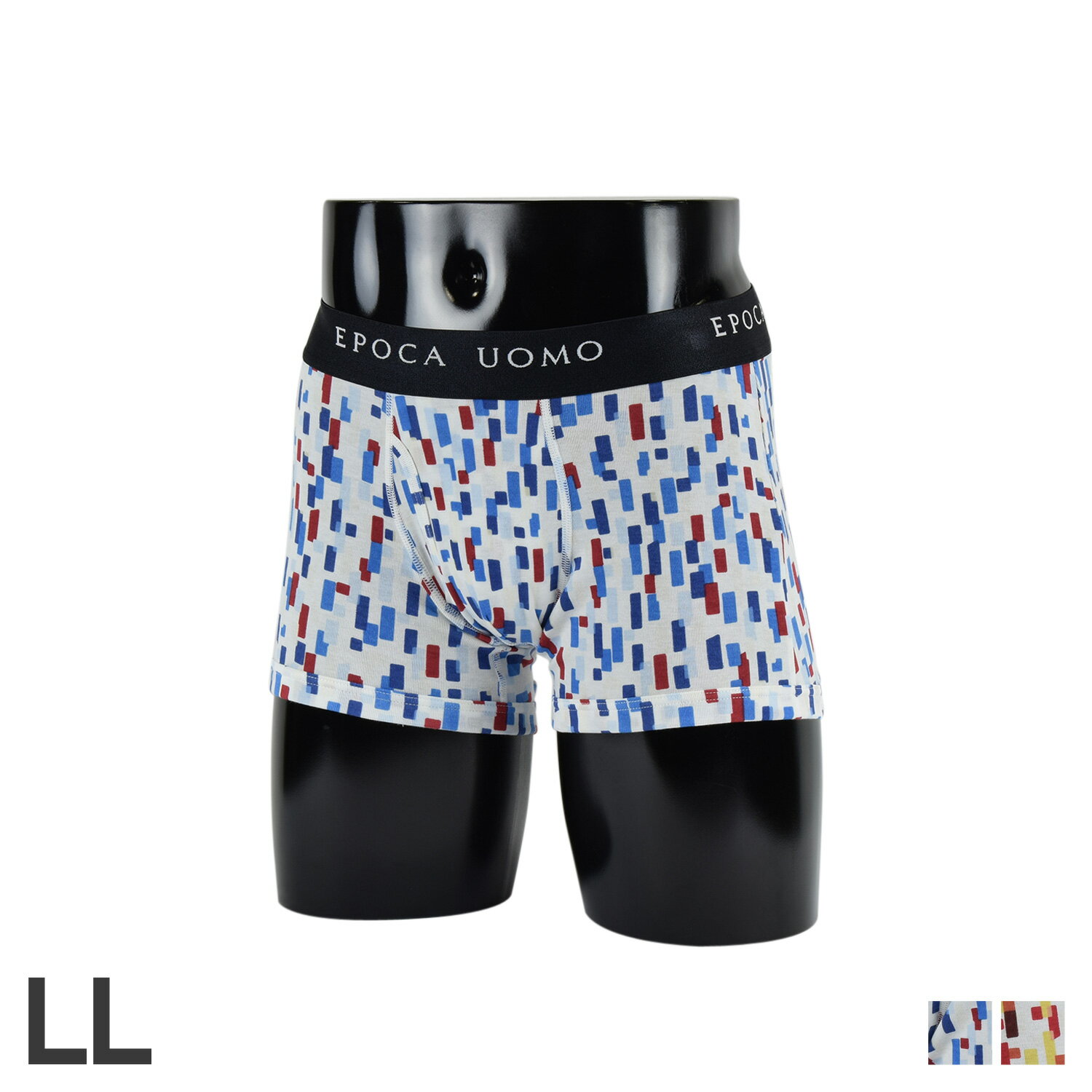 EPOCA UOMO BOXER SHORTS エポカ ウォモ ボクサーパンツ 下着 インナー アンダーウェア メンズ 前開き LL 綿100 メンズ下着 男性 ブルー オレンジ 0980-63