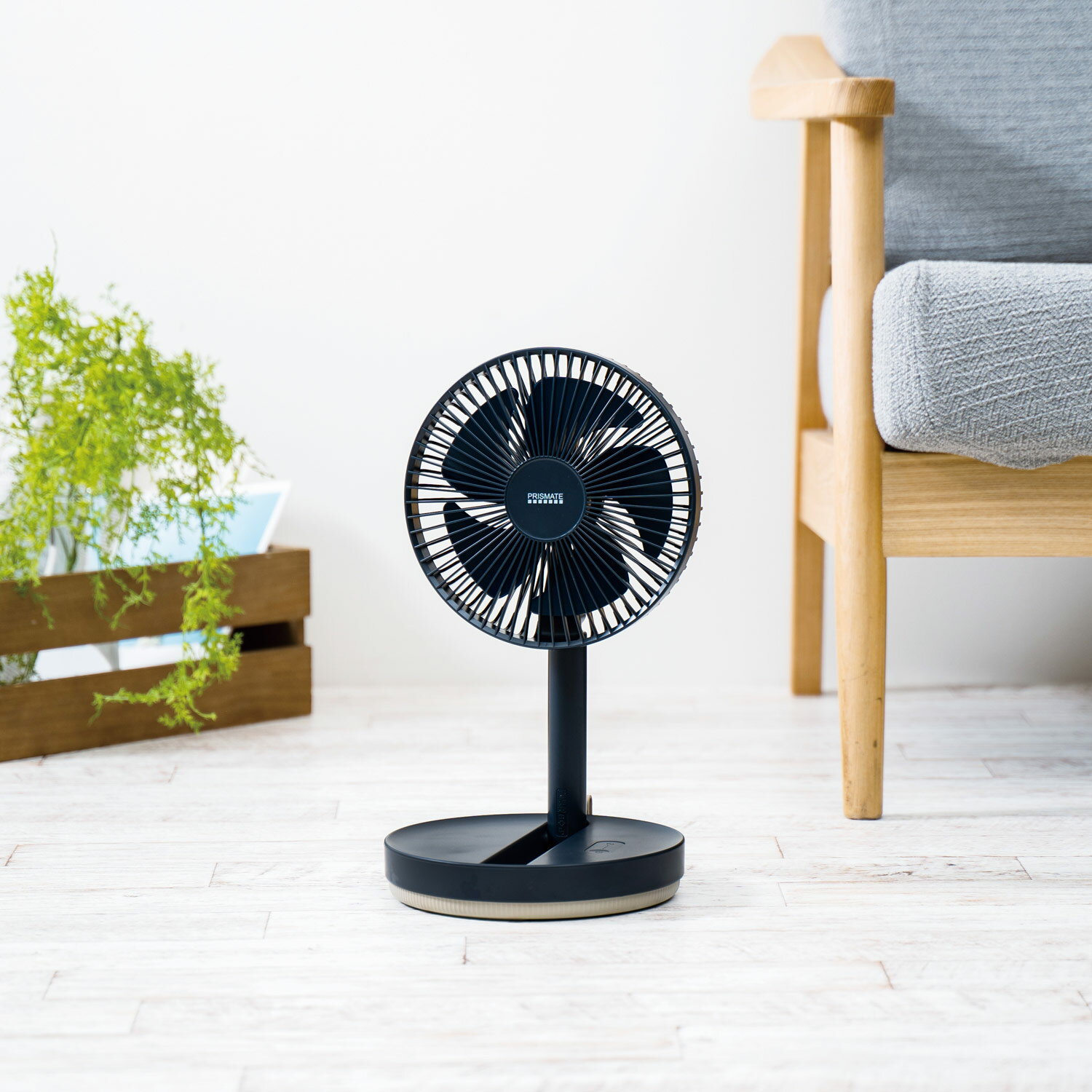 PRISMATE CORDLESS LIVING FAN プリズメイト 扇風機 リビング 卓上 小型 首振り 折...