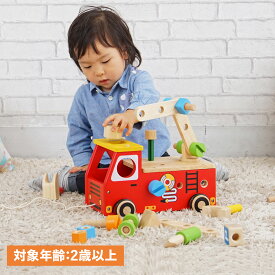 ImTOY アイムトイ 型はめ パズル プルトイ アクティブ消防車 男の子 女の子 2歳から 知育玩具 おもちゃ 木のおもちゃ IM-27050