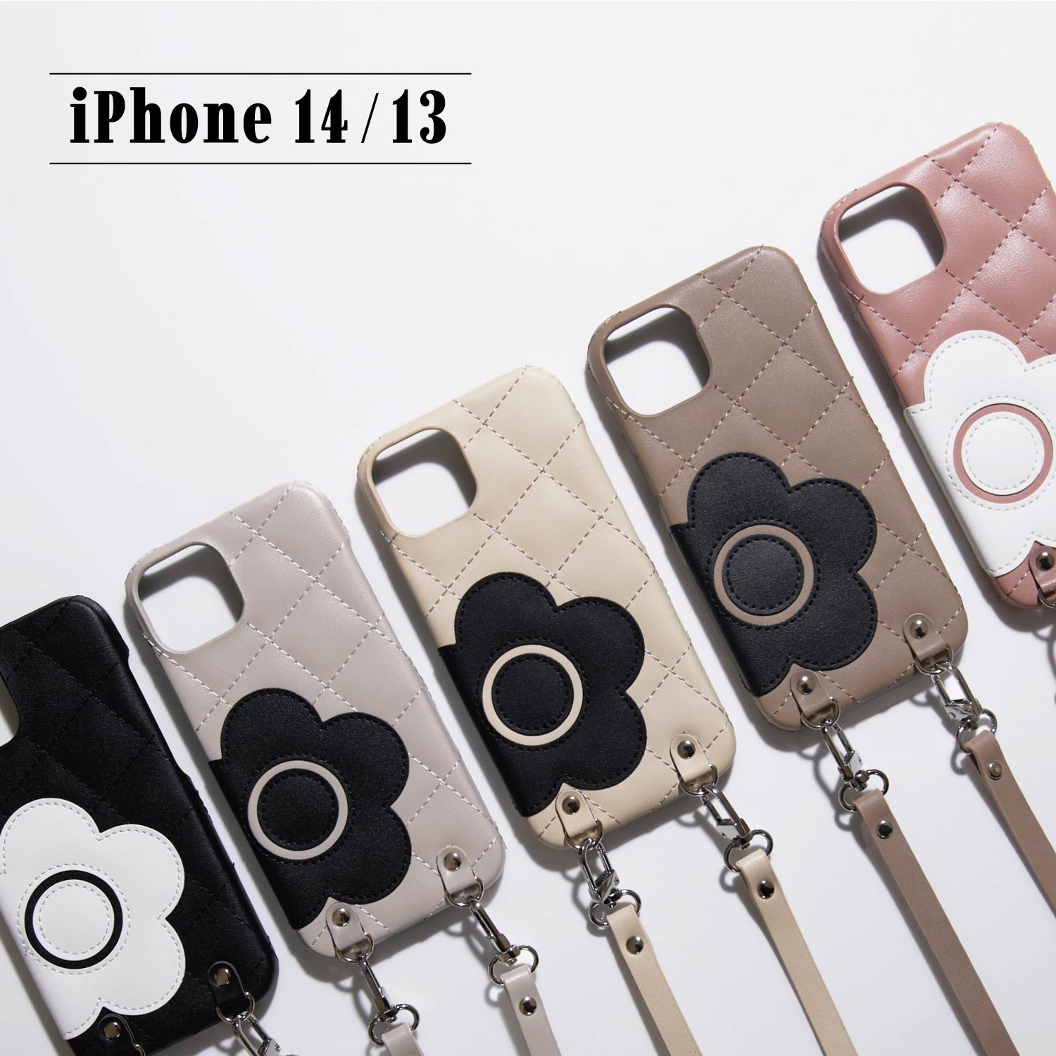 マリークヮント スマホショルダー レディース MARY QUANT マリークヮント iPhone 14 13 ケース スマホケース 携帯 PU QUILT LEATHER NEW SLING CASE レディース ブラック ホワイト グレー ブラウン ピンク 黒 白