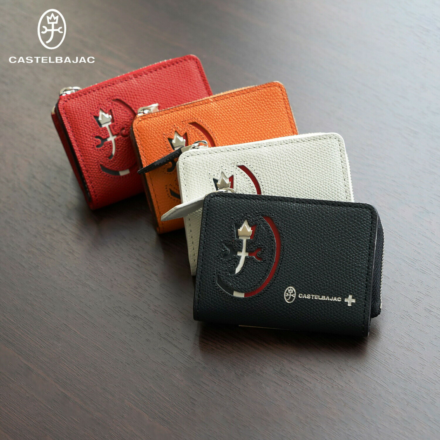 【最大1000円OFFクーポン発行中】 カステルバジャック CASTELBAJAC 財布 二つ折り財布 メンズ レディース カルネ CARNET SERIES WALLET 本革 L字ファスナー ホワイト ブラック レッド オレンジ 黒 白 32612