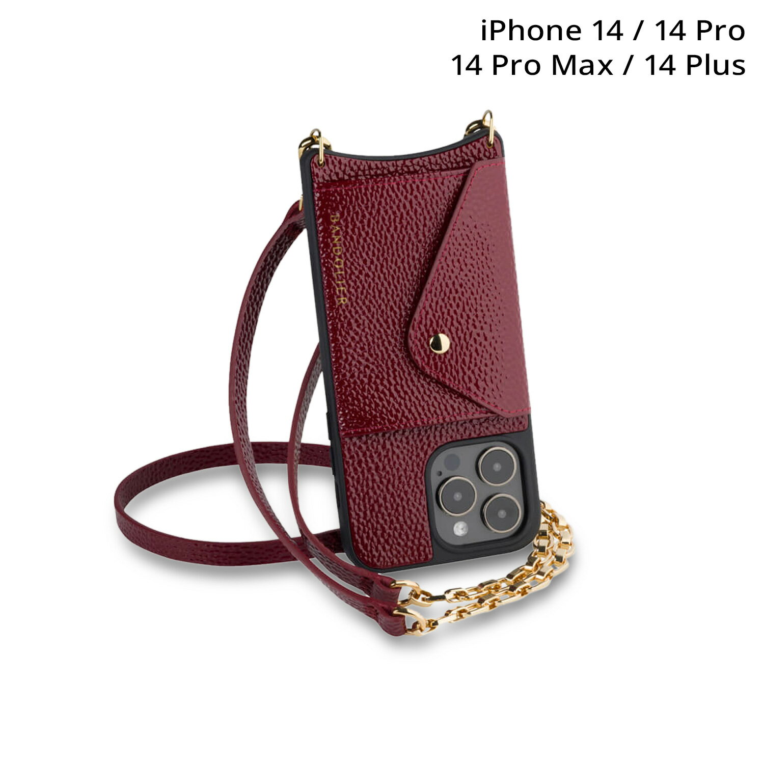 BANDOLIER LENA SIDE SLOT BURGUNDY バンドリヤー iPhone 14 14Pro iPhone 14 Pro Max iPhone 14 Plus ケース スマホケース 携帯 ショルダー アイフォン メンズ レディース ワイン レッド 14LEN