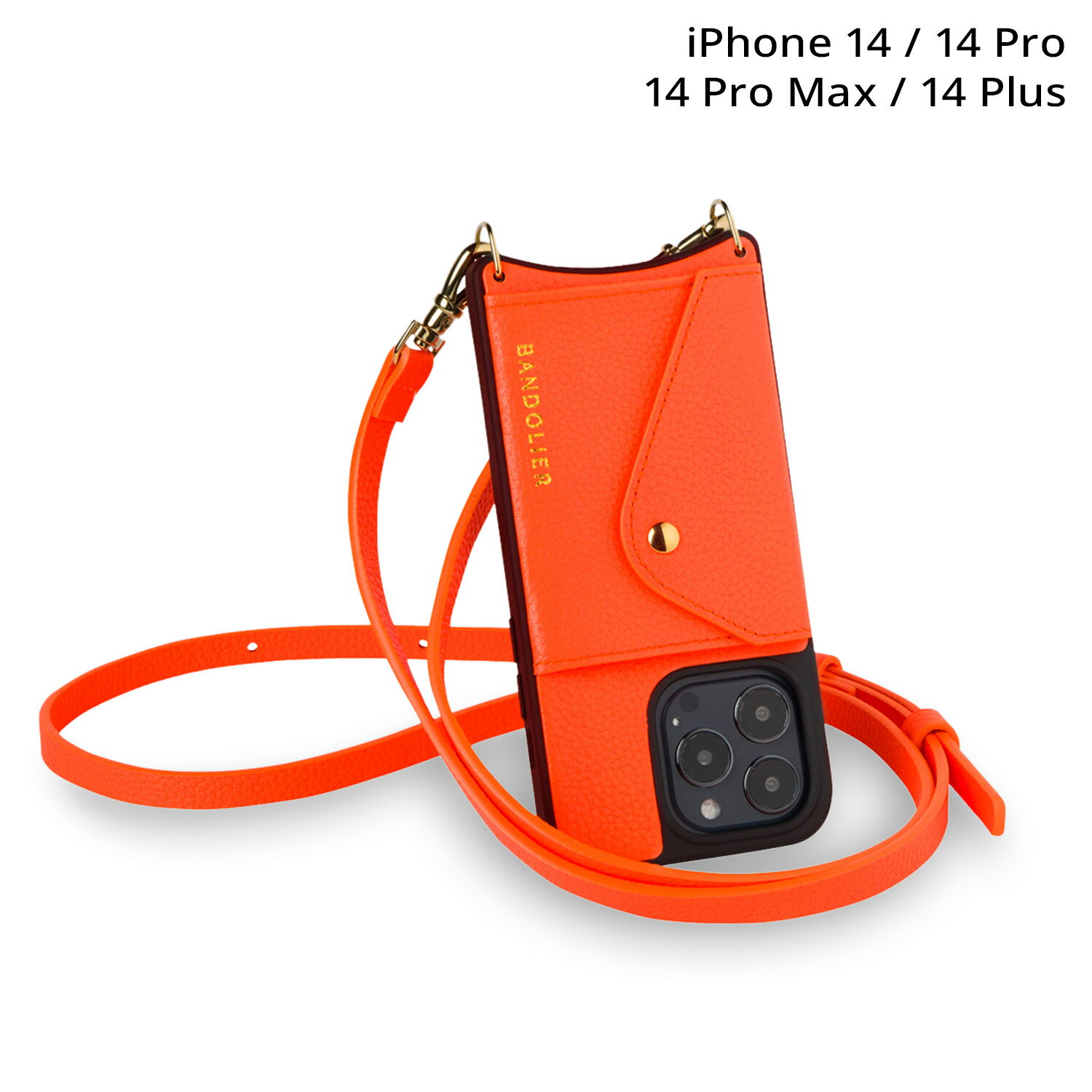 BANDOLIER DONNA SIDE SLOT NEON ORANGE バンドリヤー iPhone 14 14Pro iPhone 14 Pro Max iPhone 14 Plus スマホケース スマホショルダー 携帯 ショルダー アイフォン メンズ レディース ネオンオレンジ 14DON