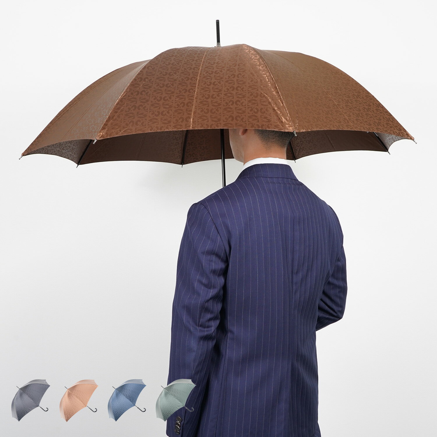 【最大10%OFFクーポン発行中】mila schon ミラショーン 傘 長傘 雨傘 メンズ 65cm 軽量 ジャガード ブラック ブラウン ブルー ダーク グリーン 黒 0044-03