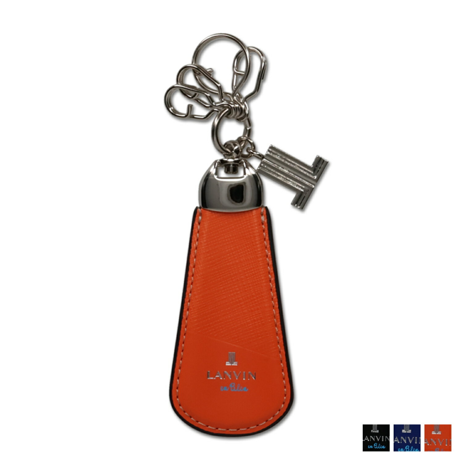 LANVIN en Bleu KEY HOLDER ランバンオンブルー キーホルダー キーリング メンズ レディース 革 4連 ブラック ブルー オレンジ 黒 555617