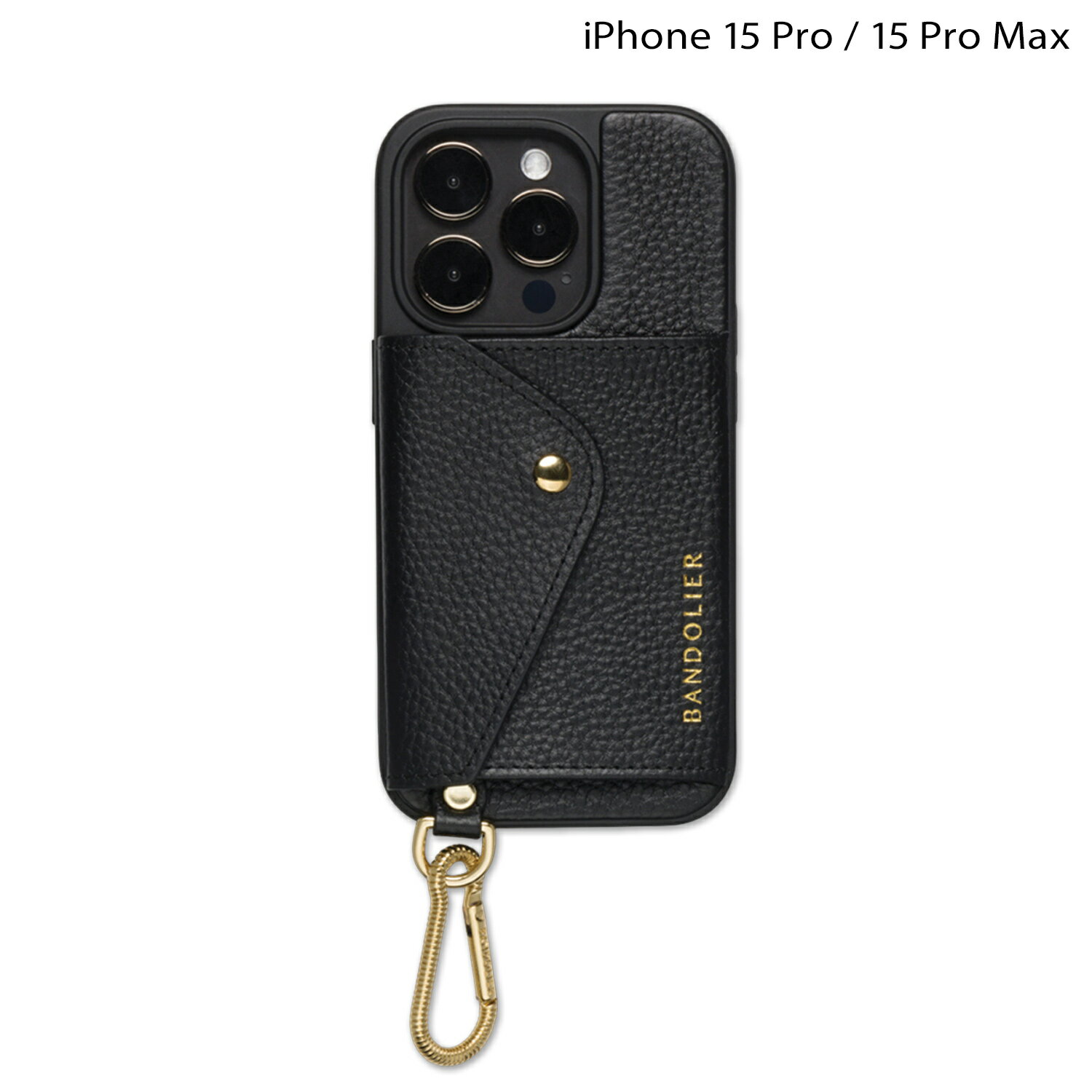 BANDOLIER RYDER CARABINER GOLD バンドリヤー iPhone 15Pro iPhone 15ProMax スマホケース スマホケース スマホショルダー 携帯 アイフォン ライダー カラビナ ブラックゴールド メンズ レディース ブラック 黒 14RYD