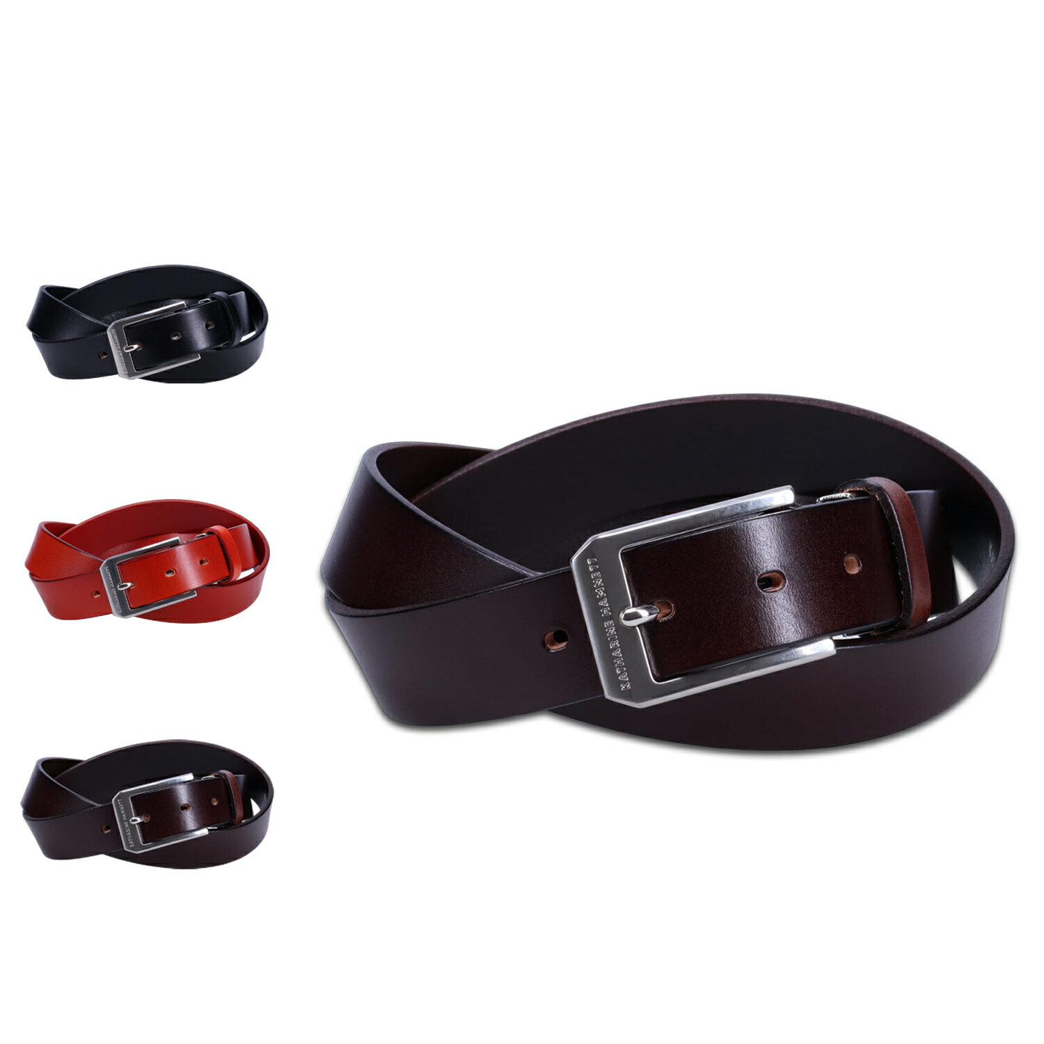 レザーベルト 【最大1000円OFFクーポン】 KATHARINE HAMNETT LONDON LEATHER BELT キャサリンハムネット ロンドン ベルト レザーベルト メンズ 本革 ビジネス ブラック ブラウン ダークブラウン 黒 0060123