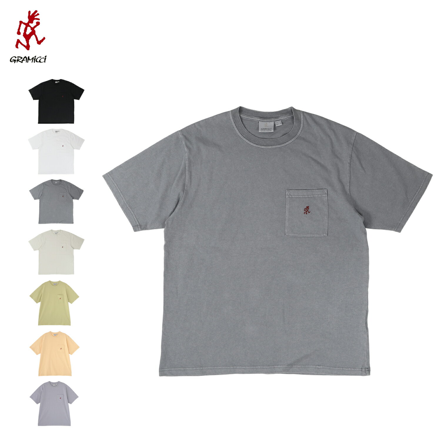 乐天商城 - Gramicci ONE POINT TEE グラミチ Tシャツ 半袖 ワンポイント メンズ レディース ブラック ホワイト グレー グリーン オレンジ パープル 黒 白 G304-OGJ
