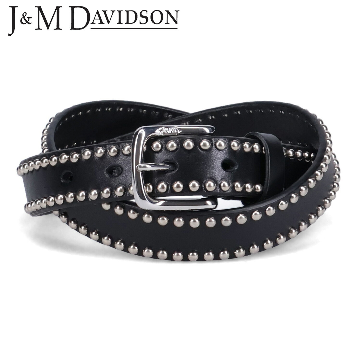 ジェイ＆エム デヴィッドソン J&M DAVIDSON SIDE STUDS 25MM ジェイアンドエムデヴィッドソン ベルト レザーベルト サイド スタッズ メンズ 本革 ブラック 黒 BSSD-1SS-AN25