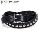 ジェイ＆エム デヴィッドソン J&M DAVIDSON DOME RIVETS NARROW BELT 25MM ジェイアンドエムデヴィッドソン ベルト レザーベルト スタッズ ドーム リベット ナロー メンズ 本革 ブラック 黒 BWSE-1DS-AN25