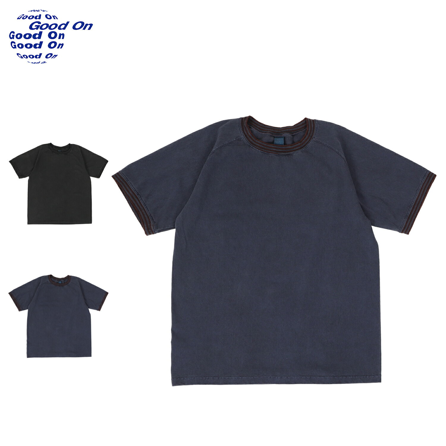 Good On STRIPED RIBBED SHORT SLEEVES T-SHIRTS グッドオン Tシャツ 半袖 メンズ ストライプ ブラック ネイビー 黒 GOST2404