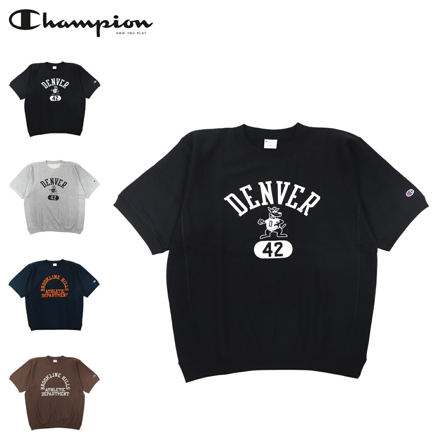  Champion REVERSE WEAVE HALF SHORT SLEEVE T-SHIRT チャンピオン スウェット シャツ リバースウィーブ ハーフスリーブ メンズ 半袖 クルーネック ブラック グレー ネイビー ブラウン 黒 C3-Z006