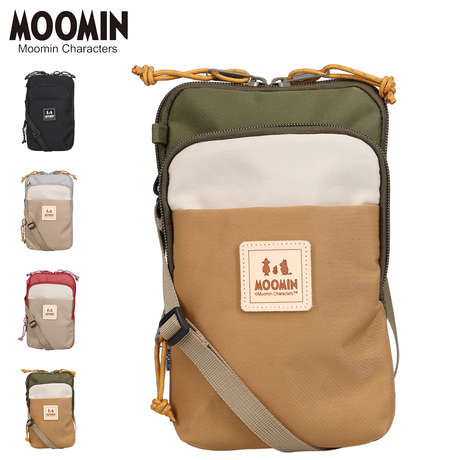 MOOMIN SHOULDER BAG ムーミン ショルダーバッグ ポーチ メンズ レディース 0.7L 撥水 斜めがけ ブラック グレー レッド グリーン 黒 RMNL-01