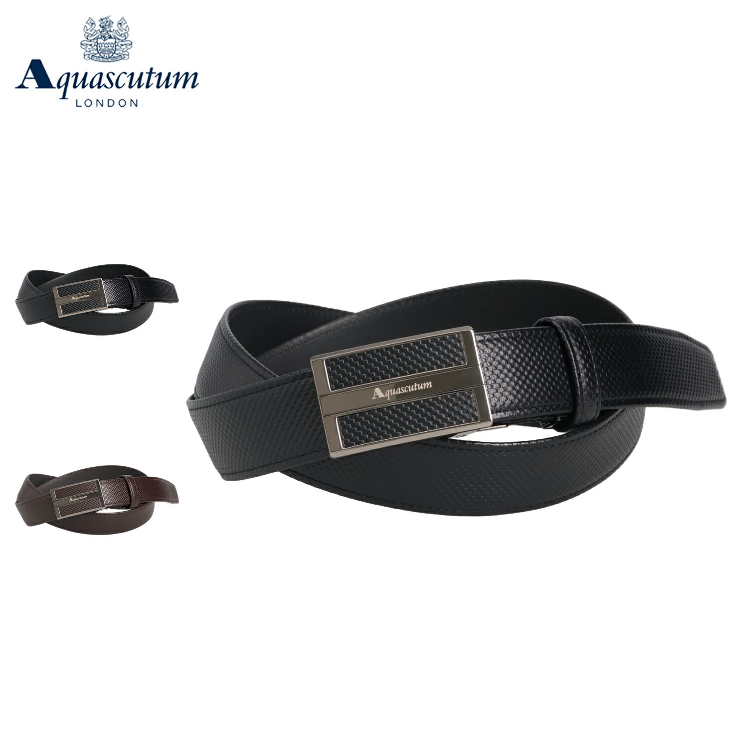 楽天Goods Lab＋【最大1000円OFFクーポン配布中】 AQUASCUTUM LEATHER BELT アクアスキュータム ベルト レザーベルト メンズ 本革 ビジネス バックル ブラック ブラウン 黒 AQB-00321