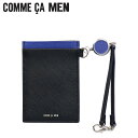 COMME CA MEN PASS CASE コムサメン パスケース カードケース ID 定期入れ メンズ レディース 本革 薄型 ブラック 黒 6826