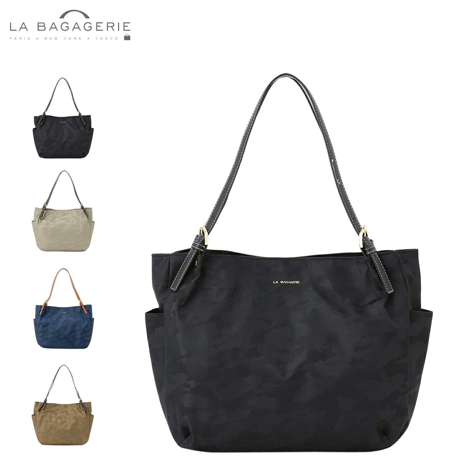 【特典付き】 LA BAGAGERIE ラ バガジェリー バッグ トートバッグ レディース A4 撥水 軽量 斜めがけ ファスナー付き ブラック ベージュ ネイビー カーキ 黒 B0064-04