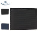 AQUASCUTUM アクアスキュータム 財布 二つ折り財布 ブリクストン メンズ 本革 日本製 小銭入れ付き ブラック ネイビー 黒 AQW-00421