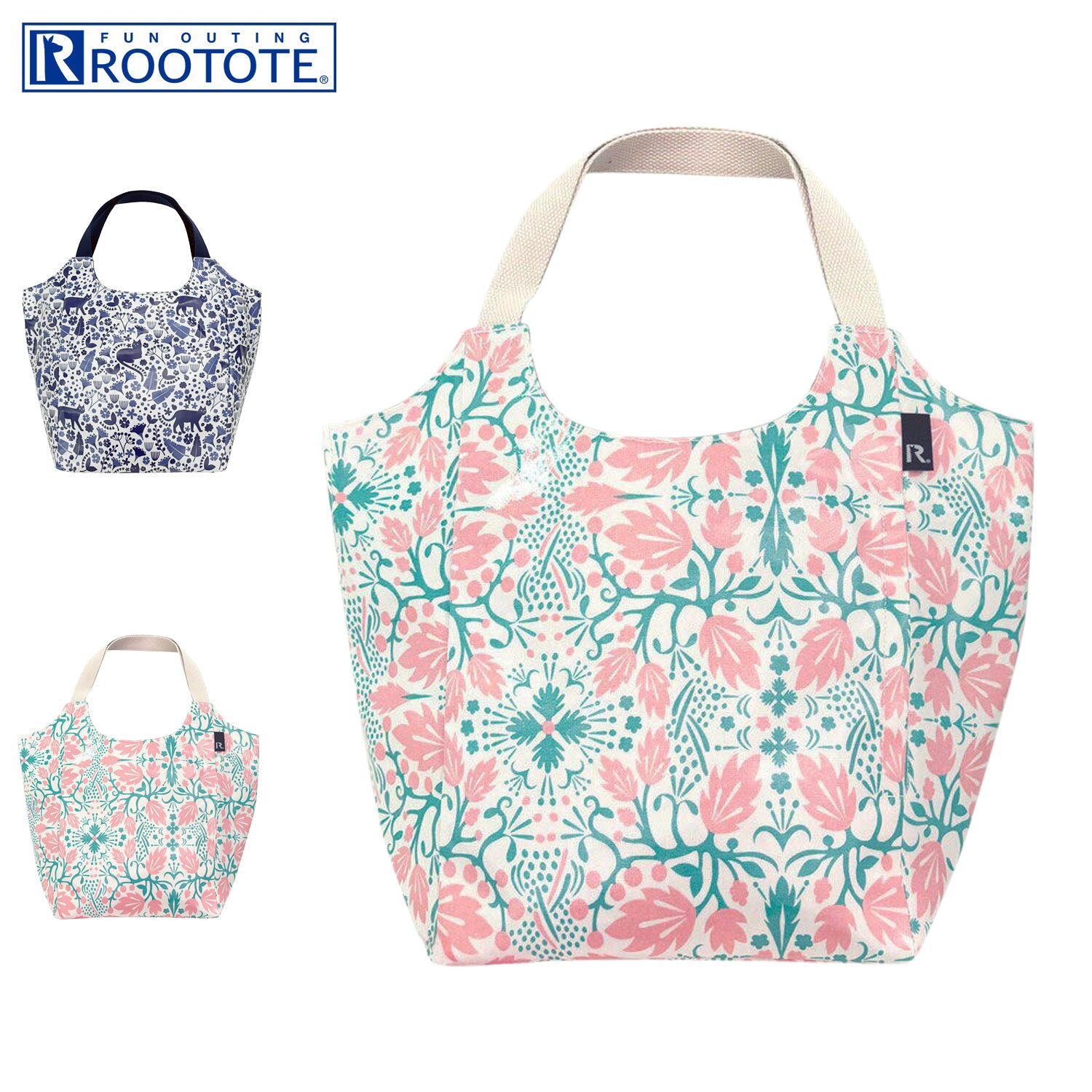 【最大1000円OFFクーポン発行中】 ROOTOTE ルートート バッグ トートバッグ EU.ラウンド.ラミネート-R レディース A4 大容量 軽量 ネイビー ブルー ピンク 1026 母の日