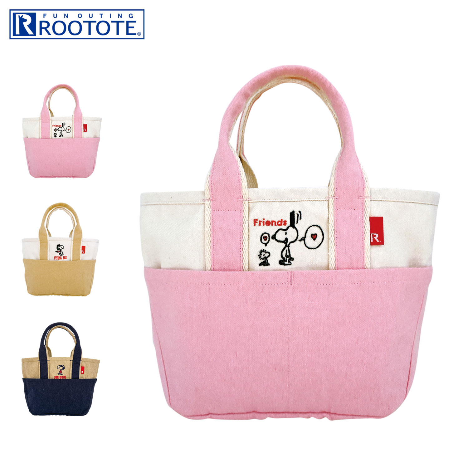 乐天商城 - ROOTOTE ルートート バッグ トートバッグ IP.ベビールー.PEANUTS-0D レディース 軽量 ネイビー ピンク ゴールド 8423 母の日