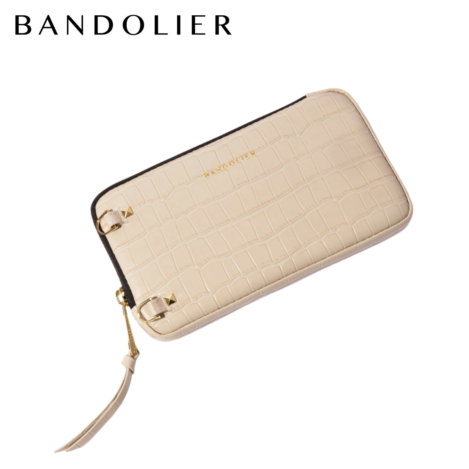 BANDOLIER EXPANDED POUCH CROC OAT GOLD バンドリヤー ポーチ 小物入れ スマホ スマートフォン 小さめ 財布 代わり エキスパンデッド ポーチ クロック オート ゴールド メンズ レディース ベージュ 21GRA