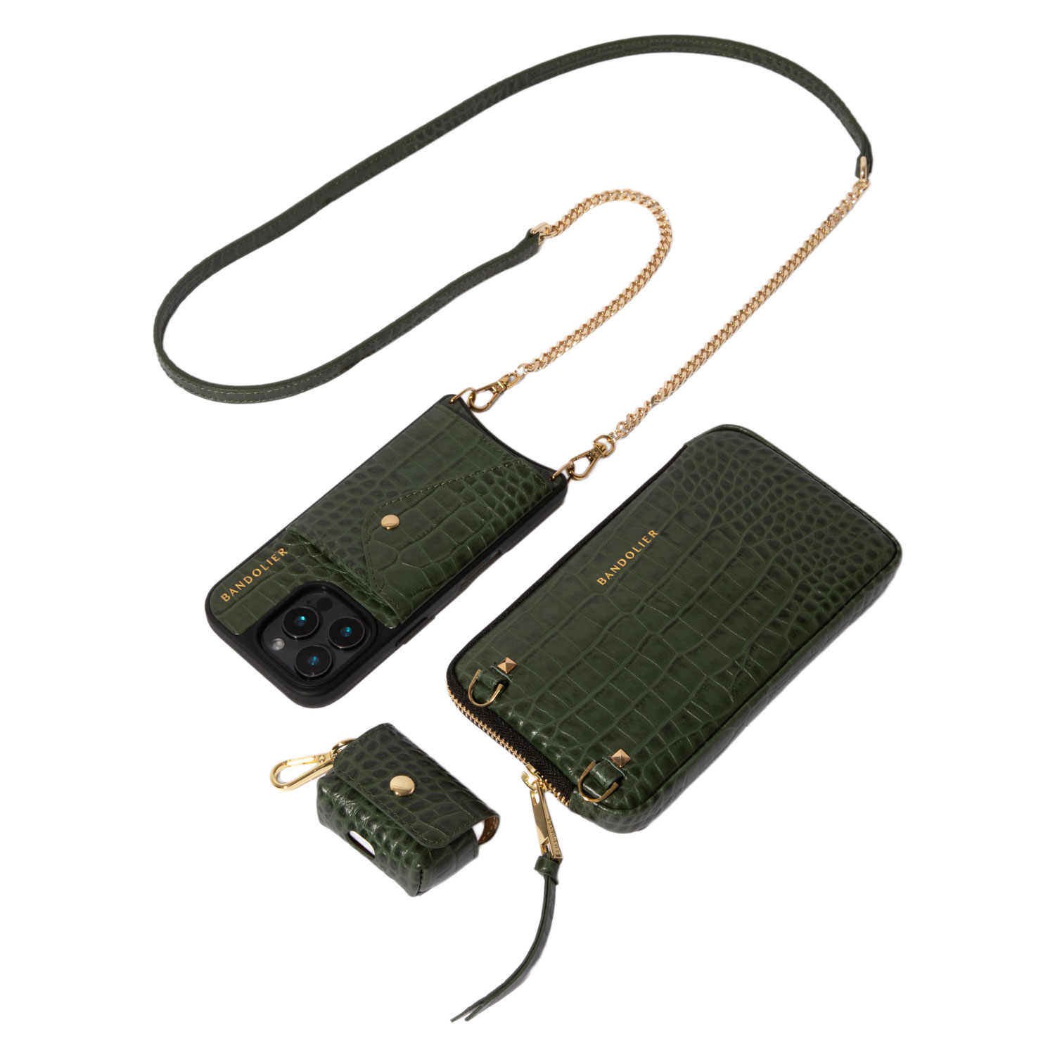 �ں���1000��OFF�����ݥ�ȯ����� BANDOLIER AirPods Pro POUCH CROC DARK GREEN �Х�ɥ�䡼 AirPods Pro ������ �����ݥå� �������ݥå� �����ݥå� �������ݥå� �ץ� �ݡ��� �����å� ������ ���꡼�� ��� ��ǥ����� ���꡼�� 46AVE