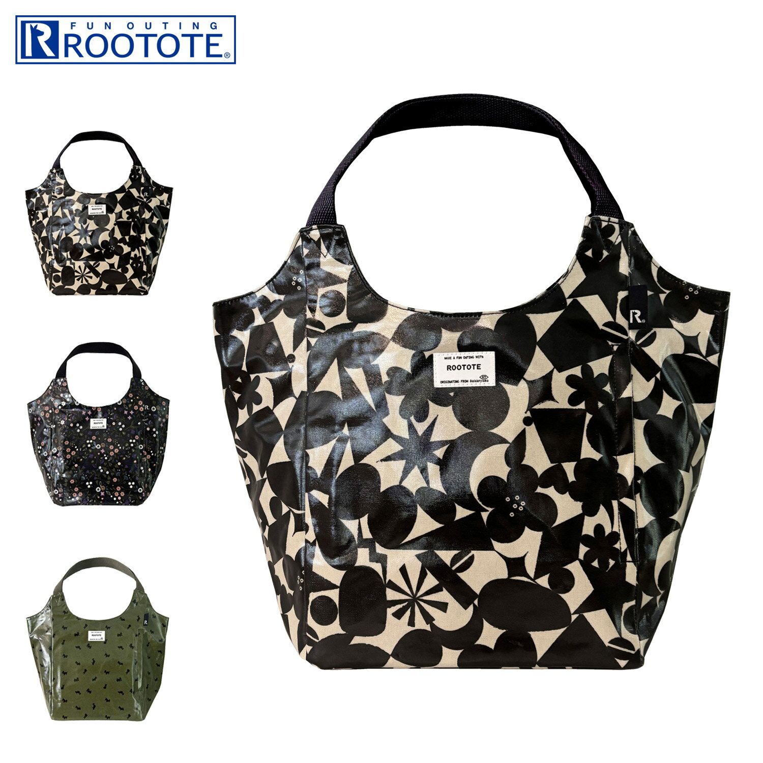ROOTOTE ルートート バッグ トートバッグ EU.ラウンド.ラミネート-S レディース A4 軽量 撥水 大容量 ブラック カーキ 黒 3602