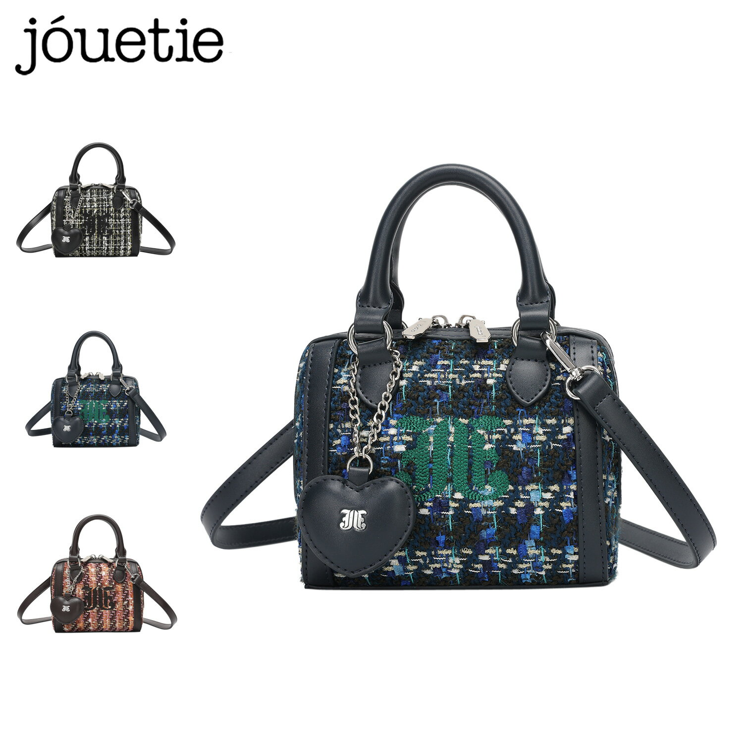 jouetie ジュエティ バッグ ボストンバッグ JJツィード レディース 軽量 斜めがけ ブラック ブルー ピンク 黒 JUT-82240B