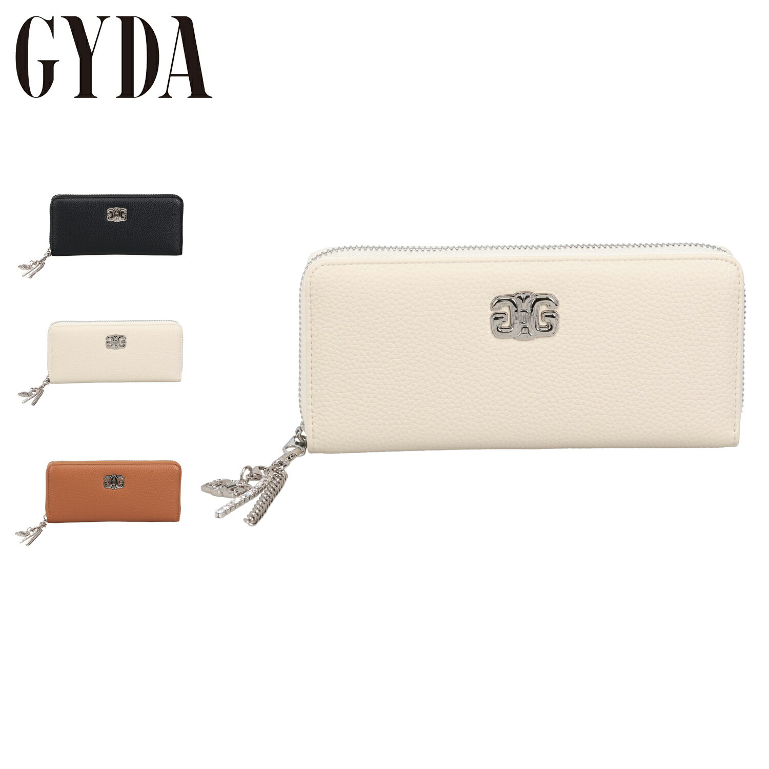 【最大1000円OFFクーポン発行】 GYDA ジェイダ 財布 長財布 レディース ラウンドファスナー ブラック ホワイト ブラウン 黒 白 GY-W341
