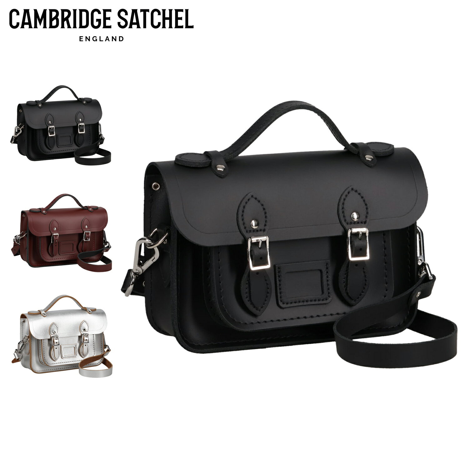 【最大1000円OFFクーポン発行中】 CAMBRIDGE SATCHEL THE MINI ケンブリッジサッチェル バッグ ショルダーバッグ サッチェルバッグ レディース 斜めがけ 小さめ 大人 軽量 本革 ブラック レッド シルバー 黒 CS-001