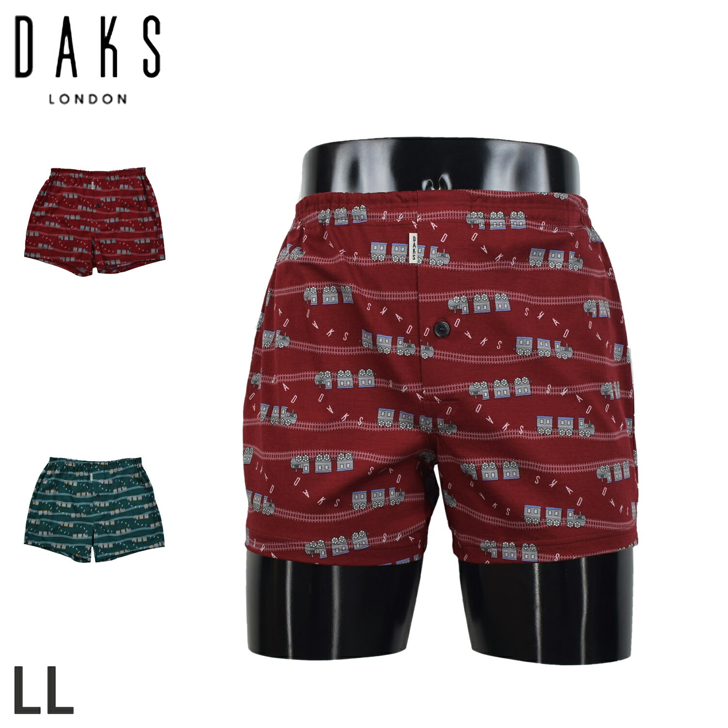 DAKS ダックス トランクス 下着 インナー アンダーウェア メンズ ローライズ 綿 レッド グリーン 0225-78 [予約 2月上旬 入荷予定]