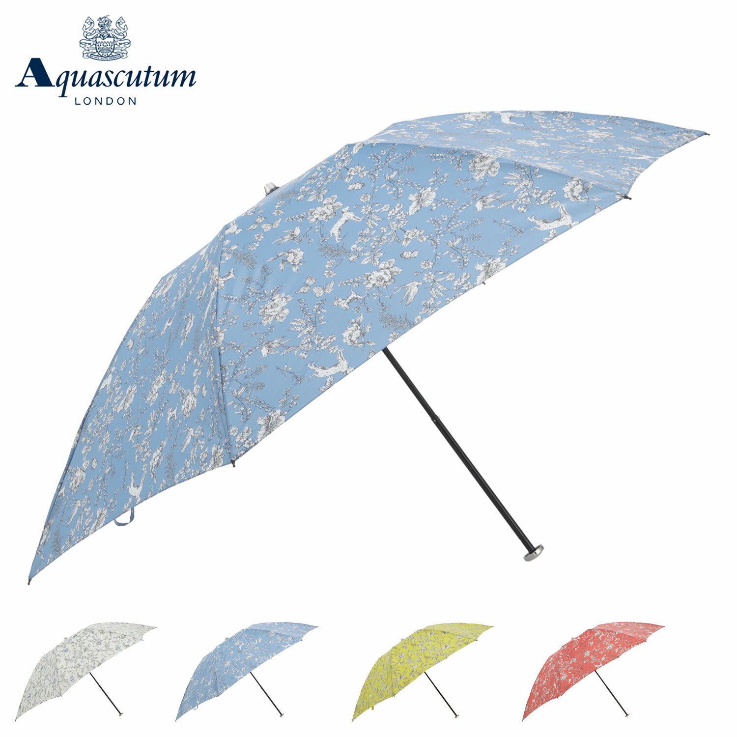 For Women - 【最大1000円OFFクーポン】 AQUASCUTUM アクアスキュータム 折りたたみ傘 雨傘 ボタニカルプリント レディース 60cm 軽量 日本製 ライトベージュ ブルー イエロー コーラル 1AQ 17196 母の日