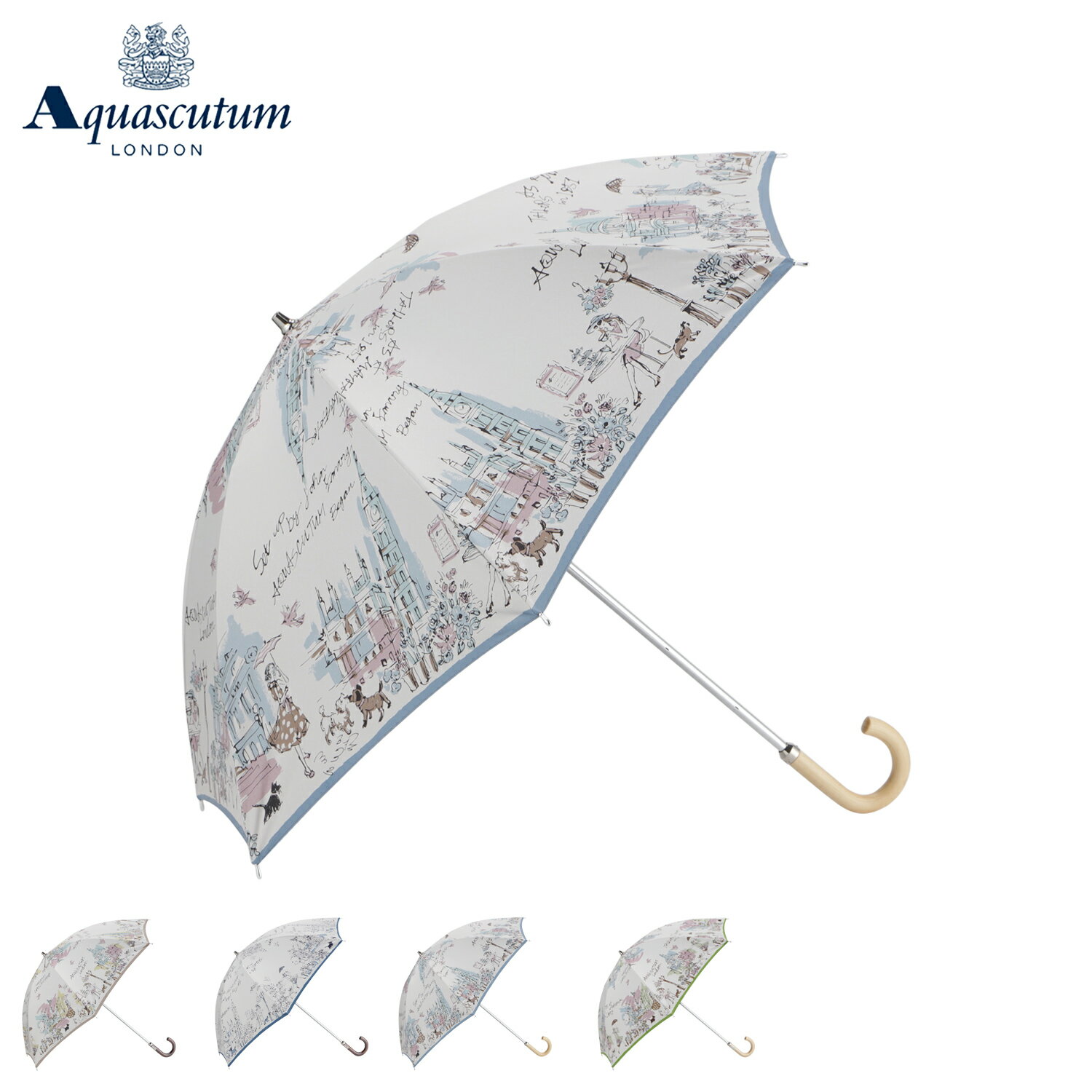 AQUASCUTUM ガールプリント アクアスキュータム 傘 日傘 晴雨兼用 長傘 雨傘 レディース 東レ サマーシールド UVカット 遮蔽 紫外線対策 ベージュ ネイビー サックス グリーン 1AQ 23073
