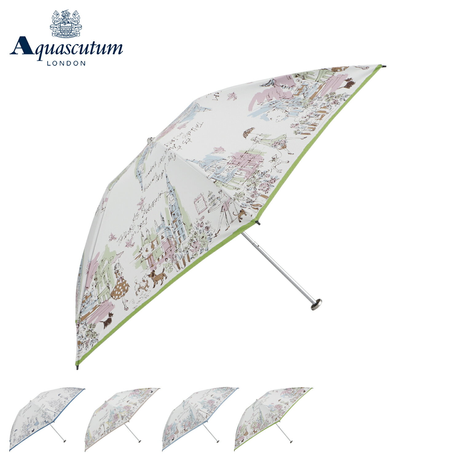 AQUASCUTUM ガールプリント アクアスキュータム 傘 日傘 折りたたみ傘 晴雨兼用 雨傘 レディース 東レ サマーシールド UVカット 遮蔽 紫外線対策 ネイビー ベージュ サックス グリーン 1AQ 27173