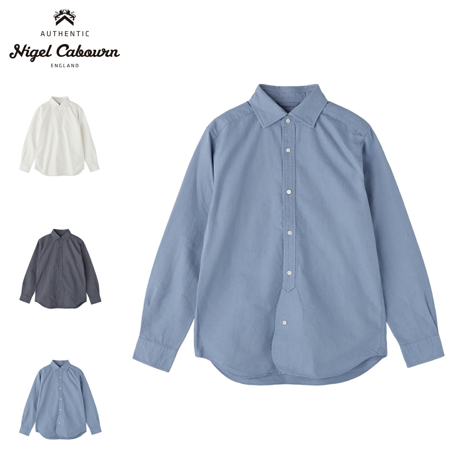 乐天商城 - 【最大1000円OFFクーポン】 Nigel Cabourn BRITISH OFFICERS SHIRT ナイジェルケーボン シャツ 長袖 ブリティッシュ オフィサーズ シャツ メンズ ホワイト ネイビー サックス 白 80520010000