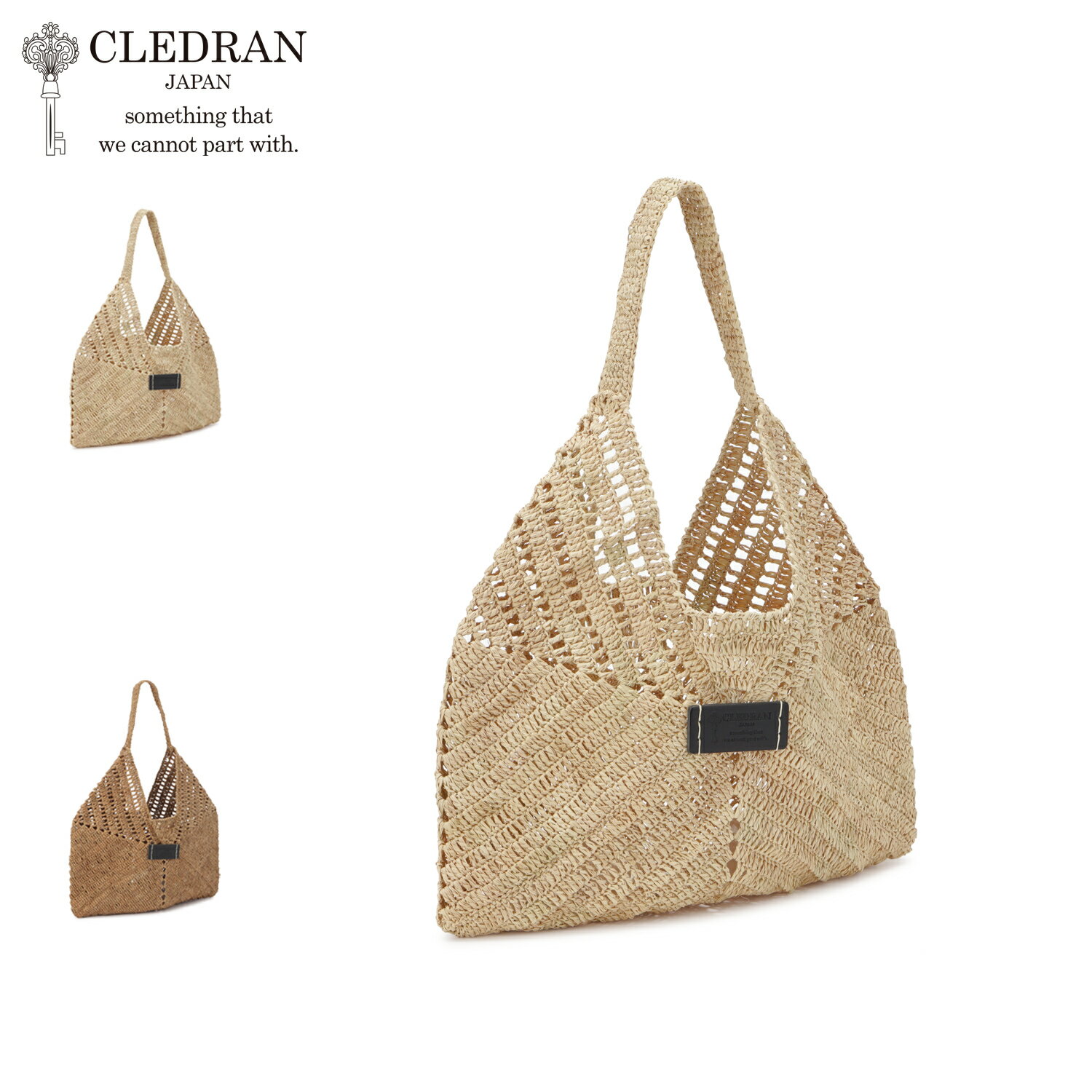 CLEDRAN HAND&WORK RAFFIA TRIANGULAR BAG クレドラン バッグ トートバッグ レディース 軽量 ベージュ ダーク ベージュ CL3952