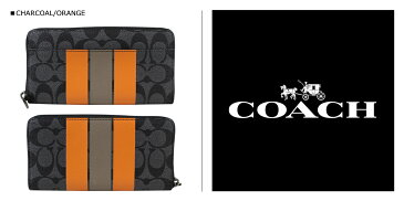 COACH コーチ メンズ 財布 長財布 F75381 チャコール×オレンジ