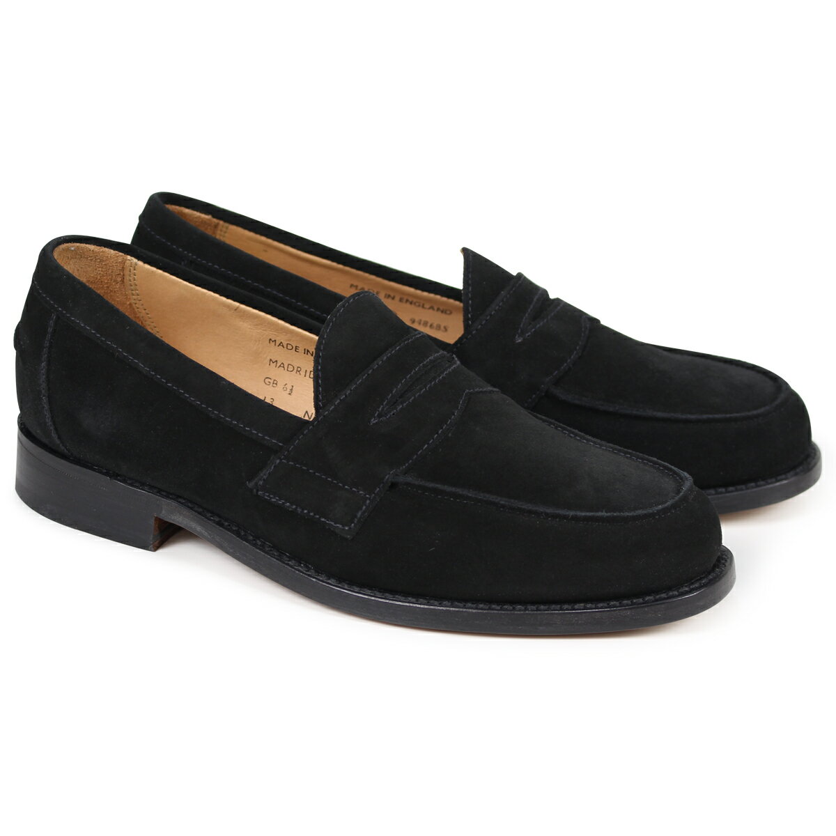 SANDERS MADRID PENNY LOAFER サンダース ペニーローファー メンズ スエード ブラック 9486BS