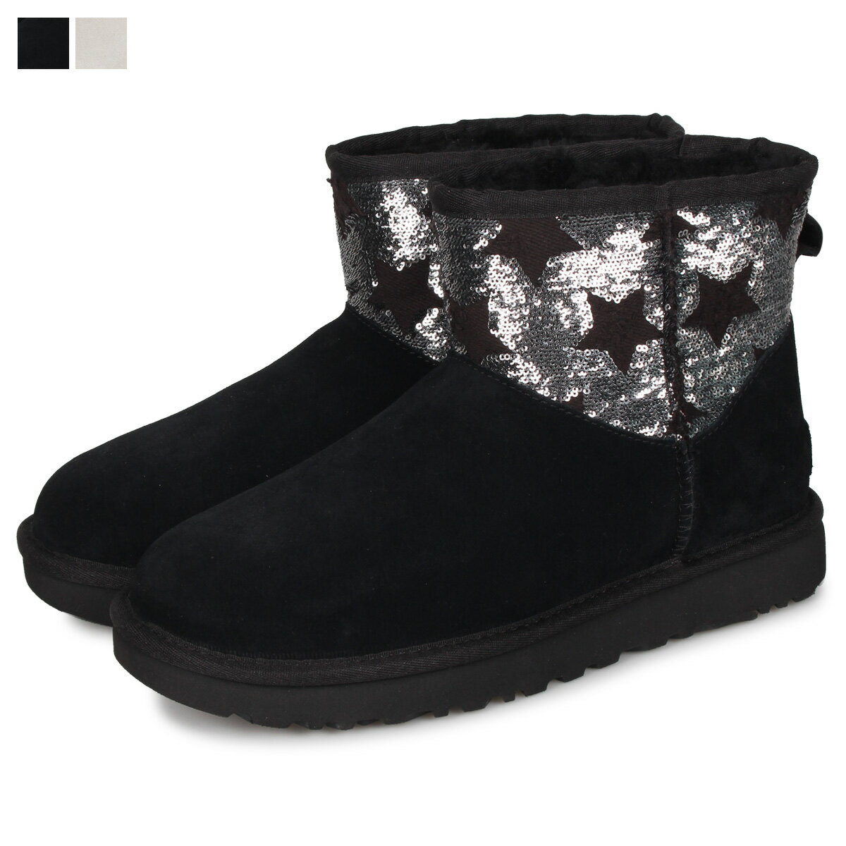  UGG CLASSIC MINI SEQUIN STARS アグ ムートン ブーツ クラシック ミニ シークイン スターズ レディース ブラック グレー 黒 1109441