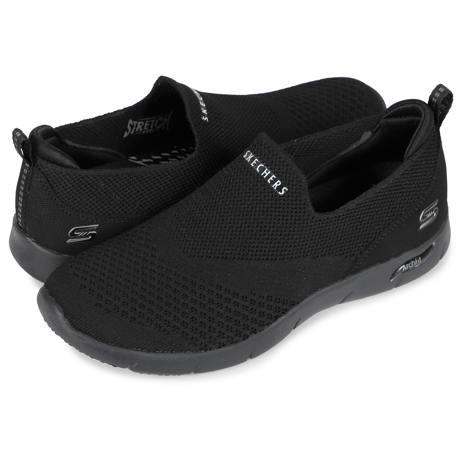 【最大1000円OFFクーポン】 SKECHERS ARCH FIT REFINE DONT GO スケッチャーズ アーチフィット スニーカー スリッポン レディース ブラック 黒 104164